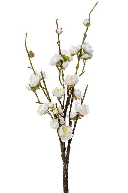 20" Silk Plum Blossom Pick White