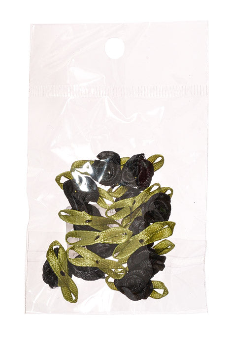 3/4" Ribbon Rose Black Pkg/12