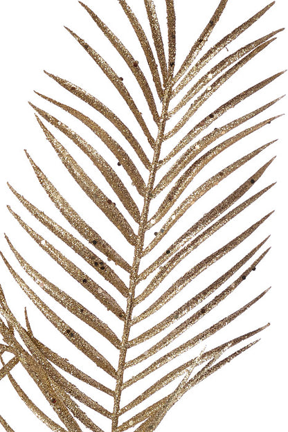 34" Glitter Mica Triple Pal Leaf Spray Champagne