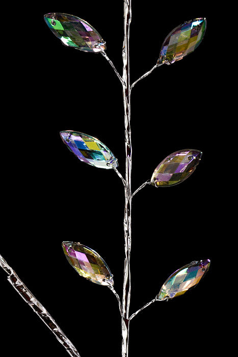 30" Crystal Bead Spray Iridescent Silver