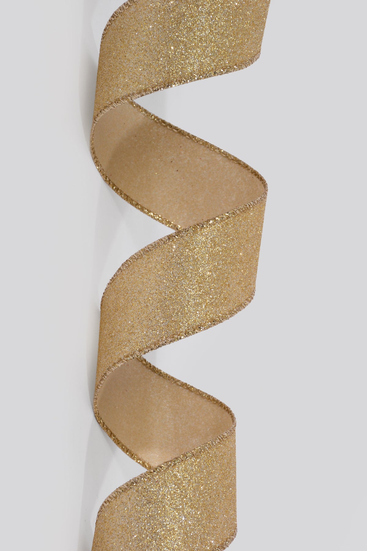 1.5" X 10Yds All Flat Glitter Wired Ribbon Champagne