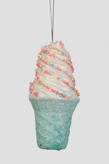 6.5" Ice Cream Cone Ornament Blue
