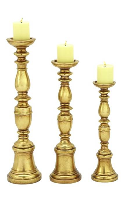 Polystone Candle Holder Gold