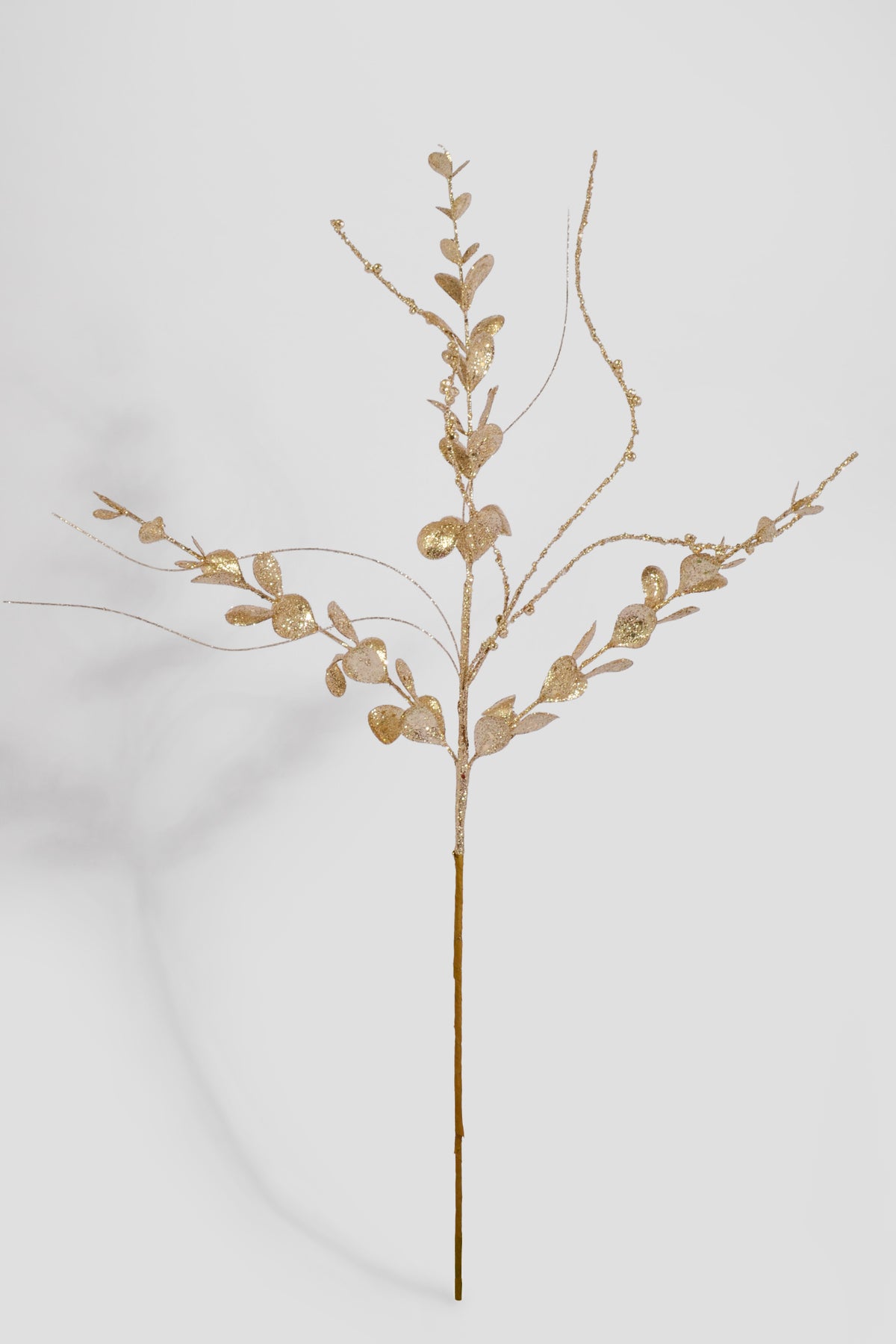 30" Glitter Berries Leaves Stem Champagne