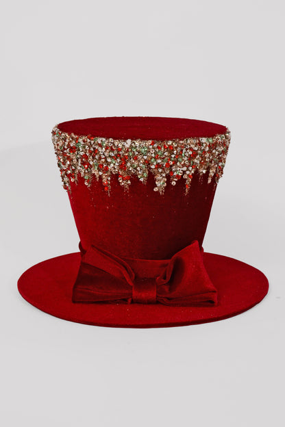 7" Velvet Hat Red