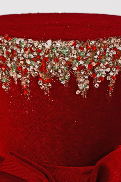 7" Velvet Hat Red