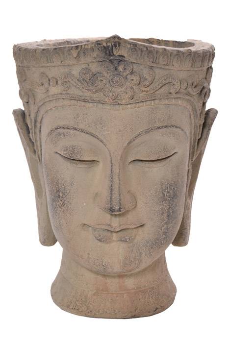 12" Resin Buddha Head Planter Sand