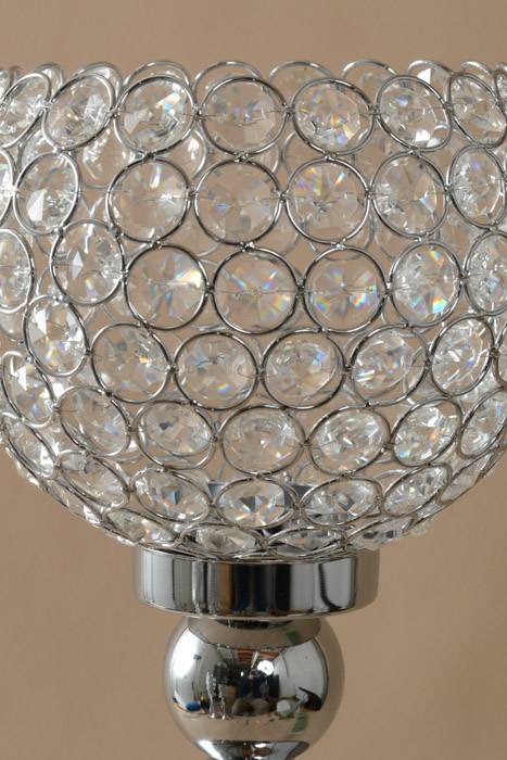 24" Crystal Bead Candle Holder Silver/clear