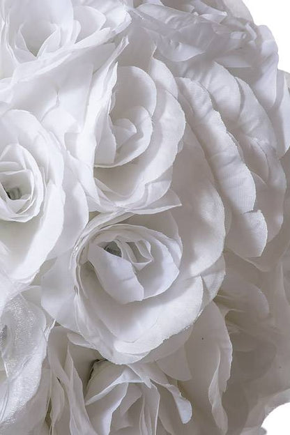 13" Rose Ball W/ribbon White