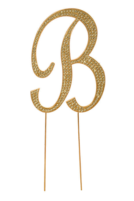 4.75" Rhinestone Monogram Letter "B" Gold