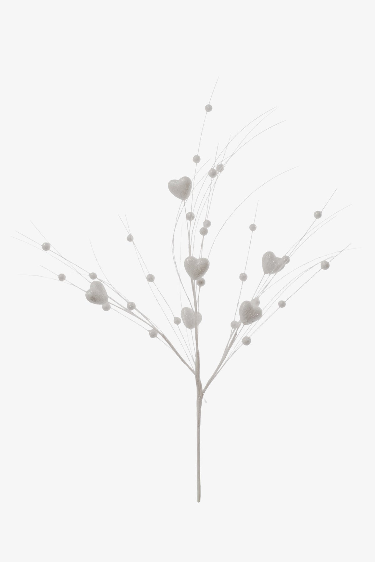 24" Glitter Hearts/Berries Stem White
