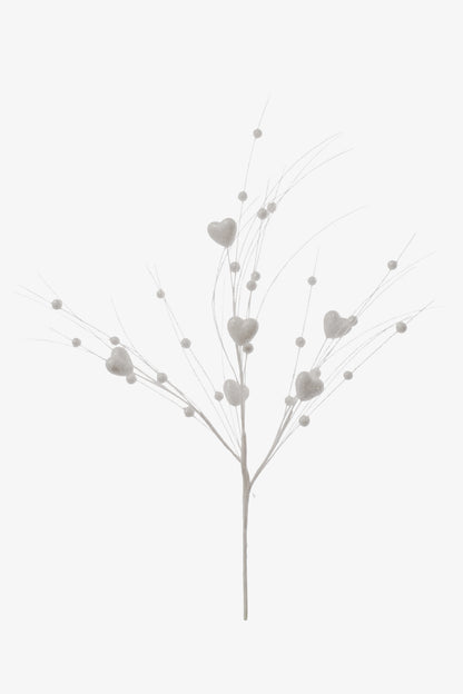 24" Glitter Hearts/Berries Stem White