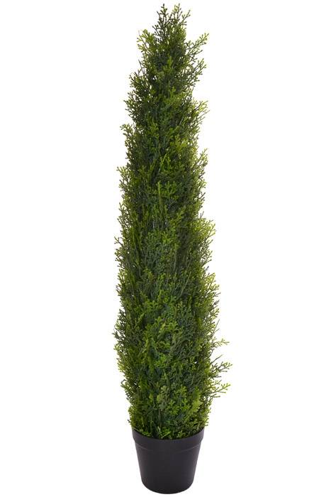 36" Potted Cypress Cone Topiary Two Tone Green