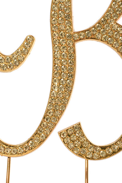 4.75" Rhinestone Monogram Letter "B" Gold