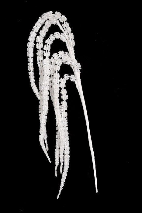 35" Glitter Hanging Amaranthus Spray White