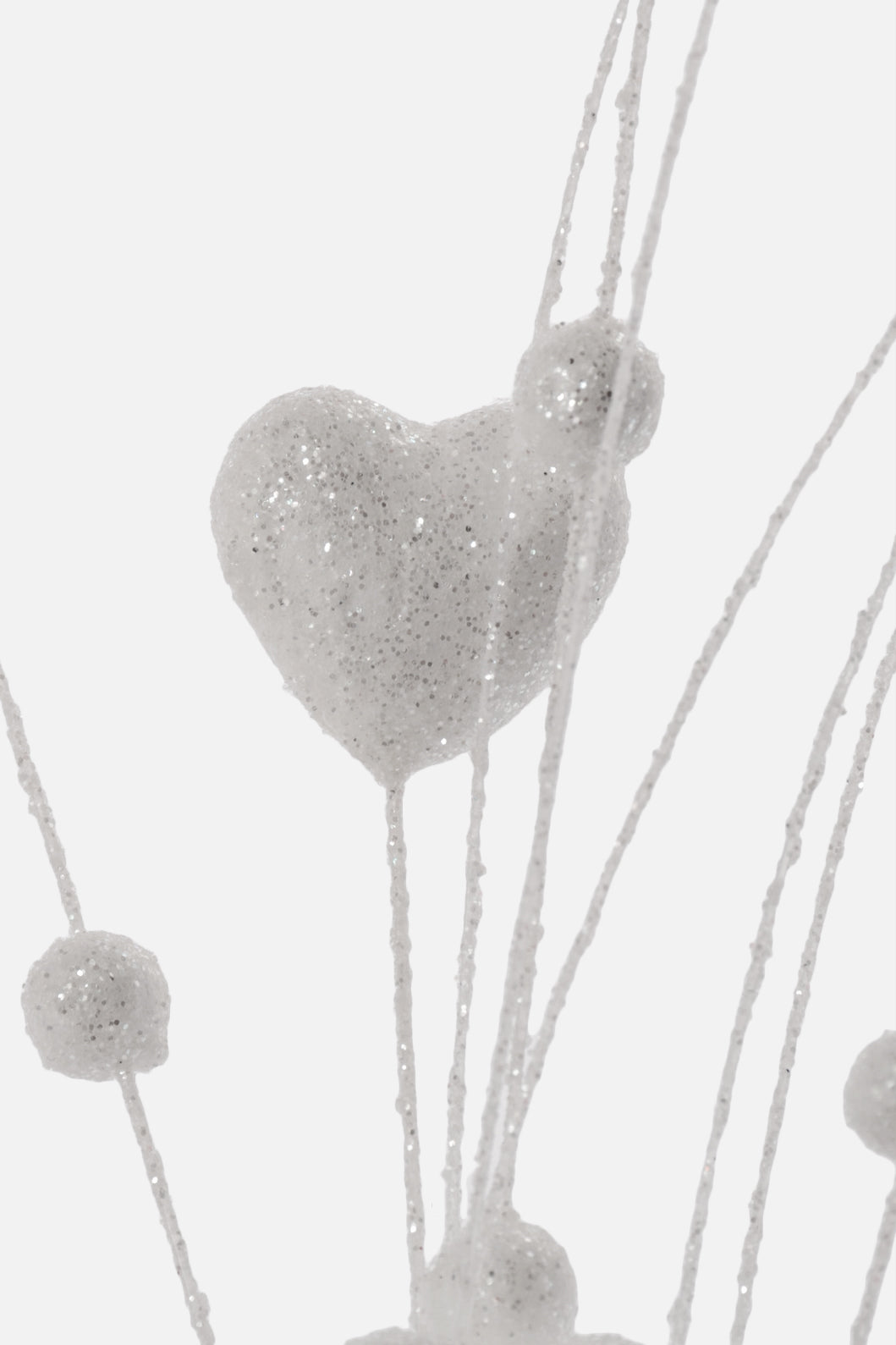 24" Glitter Hearts/Berries Stem White
