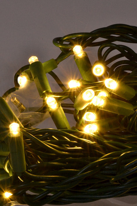 25.5Ft Ultra 50 Light 5Mm Led With Green Wire Light Set Warm White