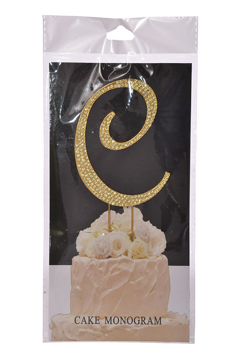 4.75" Rhinestone Monogram Letter "C" Gold