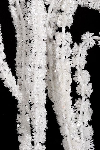 35" Glitter Hanging Amaranthus Spray White