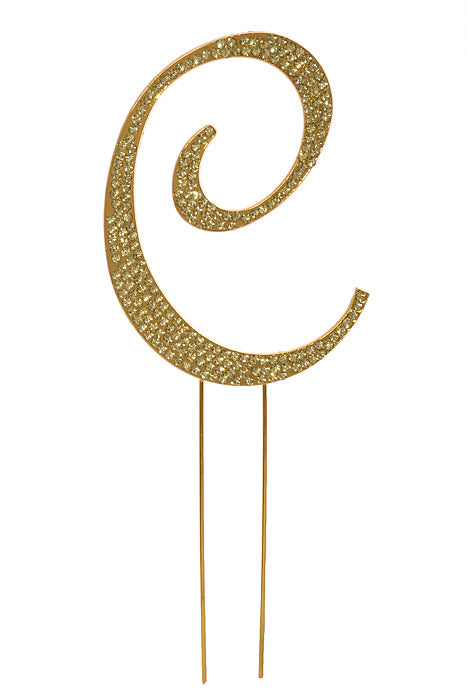 4.75" Rhinestone Monogram Letter "C" Gold