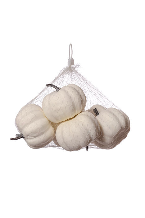 3.5" Pumpkin In Net White Pkg/8