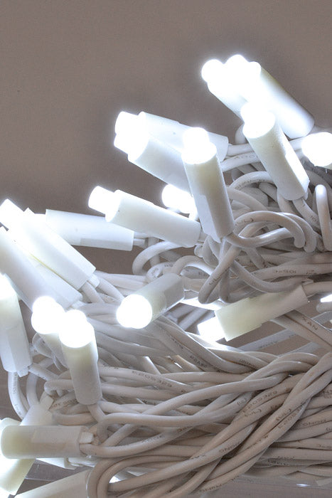 25.5Ft Ultra 50 Lights Frosted Led With White Wire Light Set Cool White