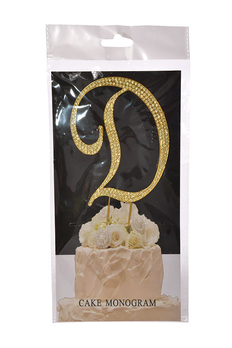 4.75" Rhinestone Monogram Letter "D" Gold