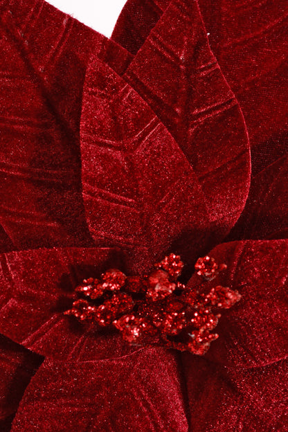 26" Velvet Poinsettia Stem Burgundy