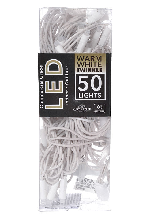25.5Ft Ultra 50 Lights Frosted Led With White Wire Light Set Cool White