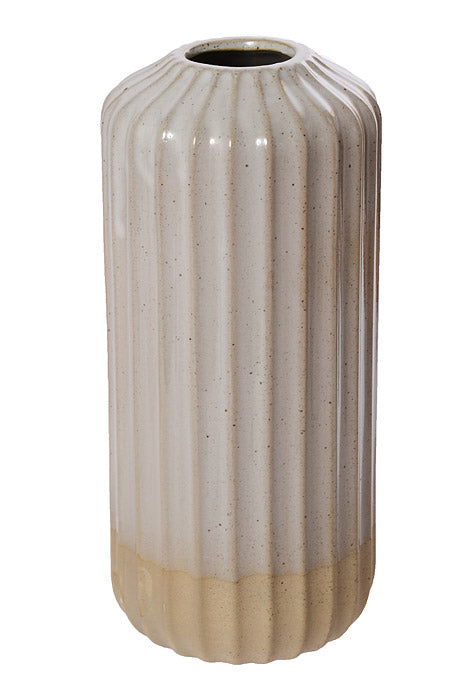 1.5" X 10" Striped Vase Beige