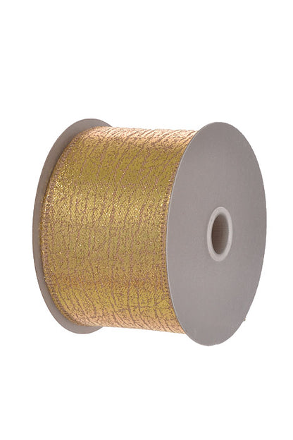 2.5" X 10Yds Wired Crackle Lane Ribbon Gold