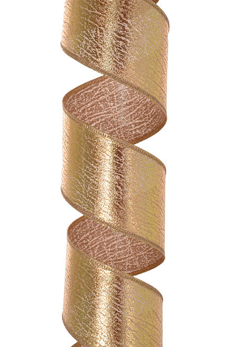 2.5" X 10Yds Wired Crackle Lane Ribbon Gold