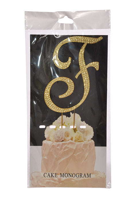 4.75" Rhinestone Monogram Letter "F" Gold