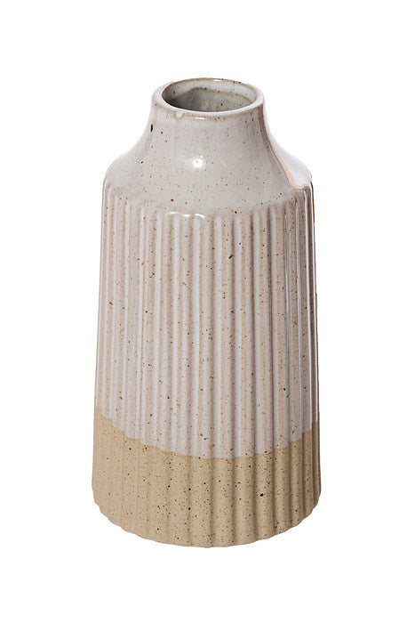 1.5" X 7.25" Striped Vase Beige