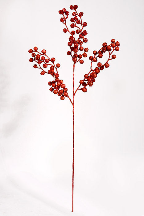 27.5" Glitter Berry Spray Red