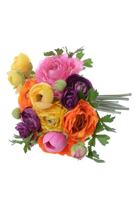 9&quot; Ranunculus Bouquet Purple/orange