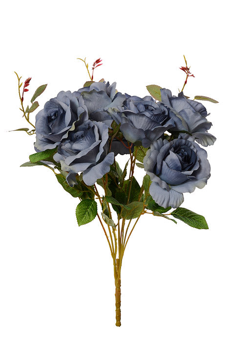 21" Silk Rose Bush Blue