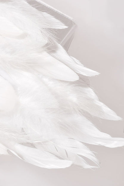 29" Feather Standing Peacock White