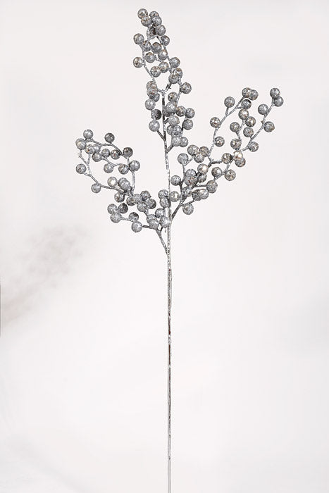 27.5" Glitter Berry Spray Grey