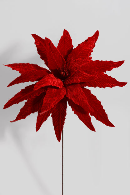 23.5" Velvet Poinsettia Stem Red