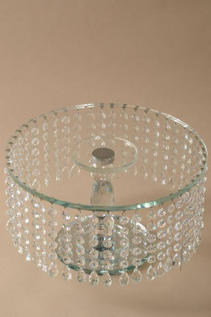 13" X 7.5" Round Crystal Bead Cake Stand