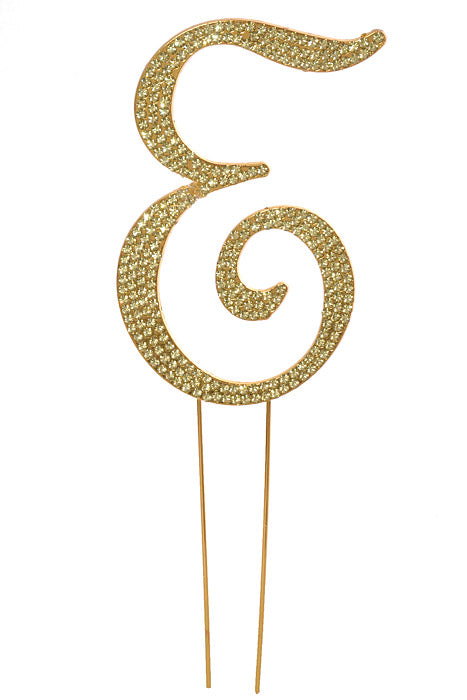 4.75" Rhinestone Monogram Letter "E" Gold