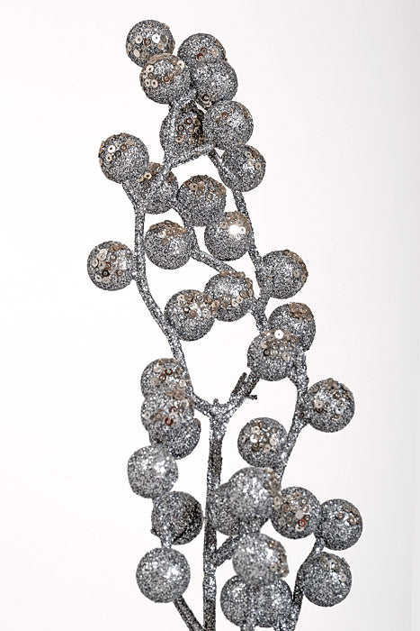 27.5" Glitter Berry Spray Grey