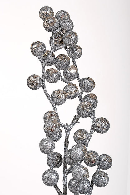 27.5" Glitter Berry Spray Grey