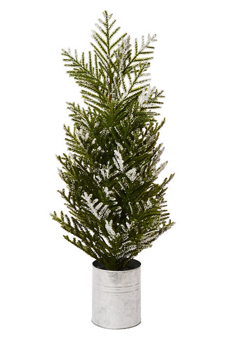 33" Snow Pine Tree With Planter Green