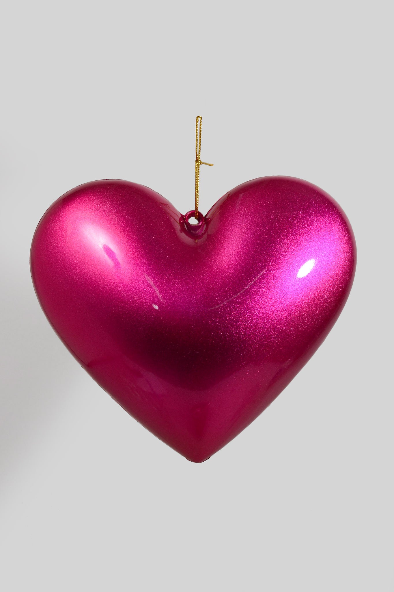 8" Plastic Heart Ornament Fuchsia