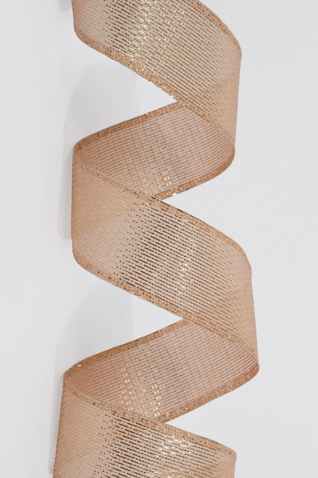 1.5" X 50Yds Wired Stairstep Woven Metallic Ribbon Light Gold