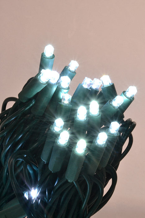 25.5Ft Ultra 50 Light 5Mm Led With Green Wire Light Set Cool White