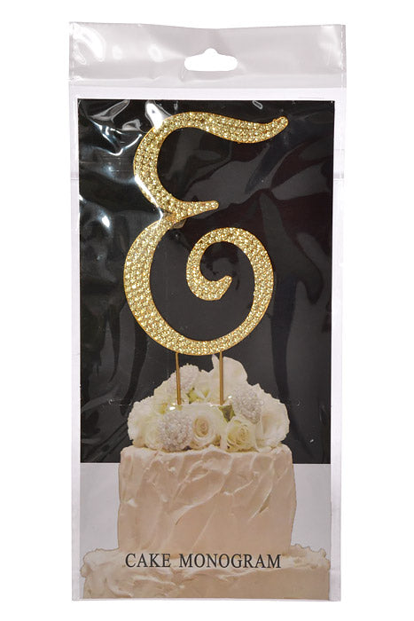 4.75" Rhinestone Monogram Letter "E" Gold