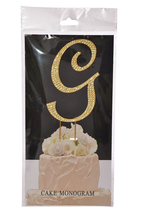 4.75" Rhinestone Monogram Letter "G" Gold